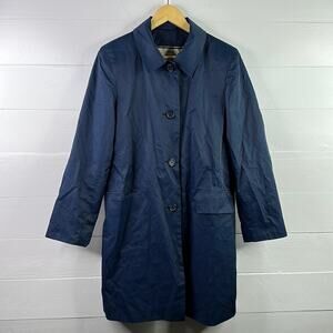NEW YORK HARBOR ANDREA Blue Single‎ Breast Button Up Trench Coat Size Small